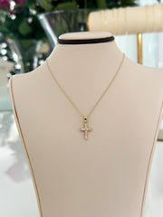 14k Gold Cubic Zirconia Cross Pendant Necklace