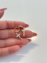 “Sacred Cross” Earrings - 14k Gold