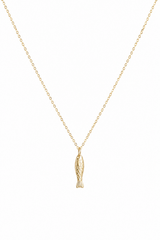 Fish Pendant Necklace - 14K Solid Yellow Gold