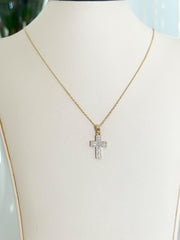 14k Gold Cubic Zirconia Cross Pendant Necklace