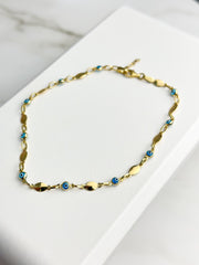 “Blue Amulet” Anklet - 14k Gold