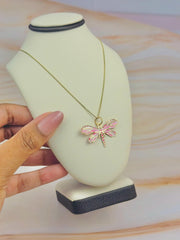 “Dragonfly Kiss” Pendant - 14k Gold