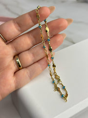 “Blue Amulet” Anklet - 14k Gold