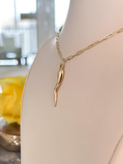 “ Italian Cornicello” Pendant - 14k Gold