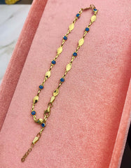 “Blue Amulet” Anklet - 14k Gold