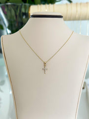 14k Gold Cubic Zirconia Cross Pendant Necklace