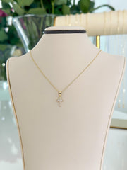 14k Gold Cubic Zirconia Cross Pendant Necklace