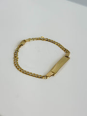14k SOLID Gold Cuban Link Baby Bracelet Name Tag , 3mm 5.5
