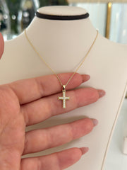 14k Gold Cubic Zirconia Cross Pendant Necklace