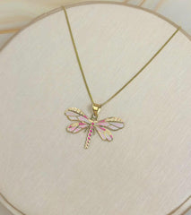 “Dragonfly Kiss” Pendant - 14k Gold
