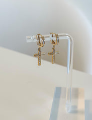 “Radiant Cross” Earrings - 14k Gold