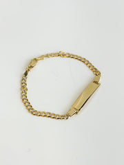 14k SOLID Gold Cuban Link Baby Bracelet Name Tag , 3mm 5.5