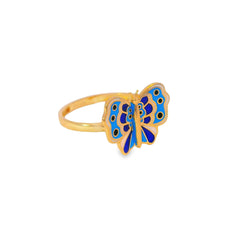 14k Gold Blue Butterfly Ring
