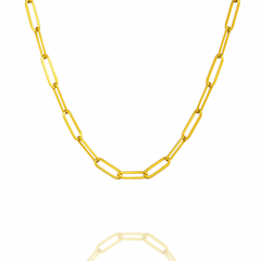 “Flat Paperclip” Chain - 14k Gold