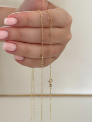 “Beaded Cuban” Chain – 14k Solid Gold