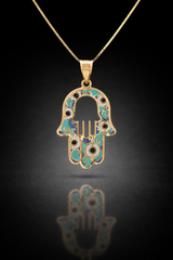 “Guardian Hamsa Eye” Pendant – 14K Gold