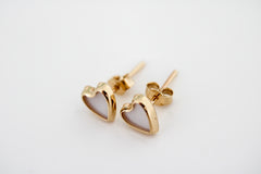 “Pearl Heart” Earrings – 14k Solid Gold