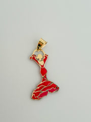 “Red Tango” Pendant – 14k Solid Gold