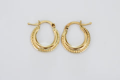 “Tiny Texture Hoops” – 10k or 14k Solid Gold
