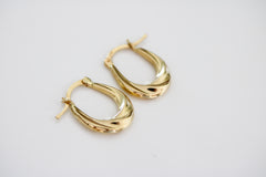 “Twisted Oval Hoops” – 10k or 14k Solid Gold