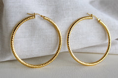 “Textured Gold Hoops” – 10k Gold