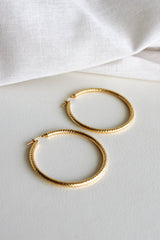 “Textured Gold Hoops” – 10k Gold