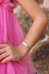 14k SOLID Gold Cuban Link Baby Bracelet Name Tag , 3mm 5.5