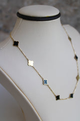 “Lucky Duo” Clover Necklace – 14k Solid Gold