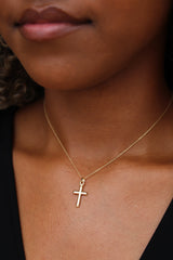 “Diamond-Cut Cross” Pendant – 14k Solid Gold