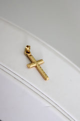“Diamond-Cut Cross” Pendant – 14k Solid Gold
