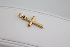 “Diamond-Cut Cross” Pendant – 14k Solid Gold