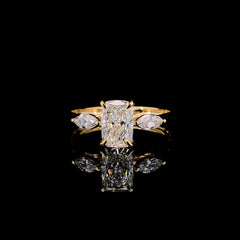 “Golden Cushion” Engagement Ring – 1.04 CT Lab Diamond