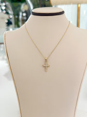 14k Gold Cubic Zirconia Cross Pendant Necklace
