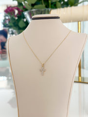 14k Gold Cubic Zirconia Cross Pendant Necklace