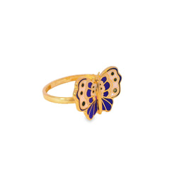 14k Gold Blue Butterfly Ring