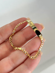 14k SOLID Gold Cuban Link Baby Bracelet Name Tag , 3mm 5.5