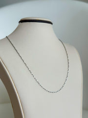 “Snow Paperclip” Chain – 14k White Gold