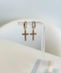 “Radiant Cross” Earrings - 14k Gold