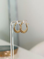 “Tiny Texture Hoops” – 10k or 14k Solid Gold