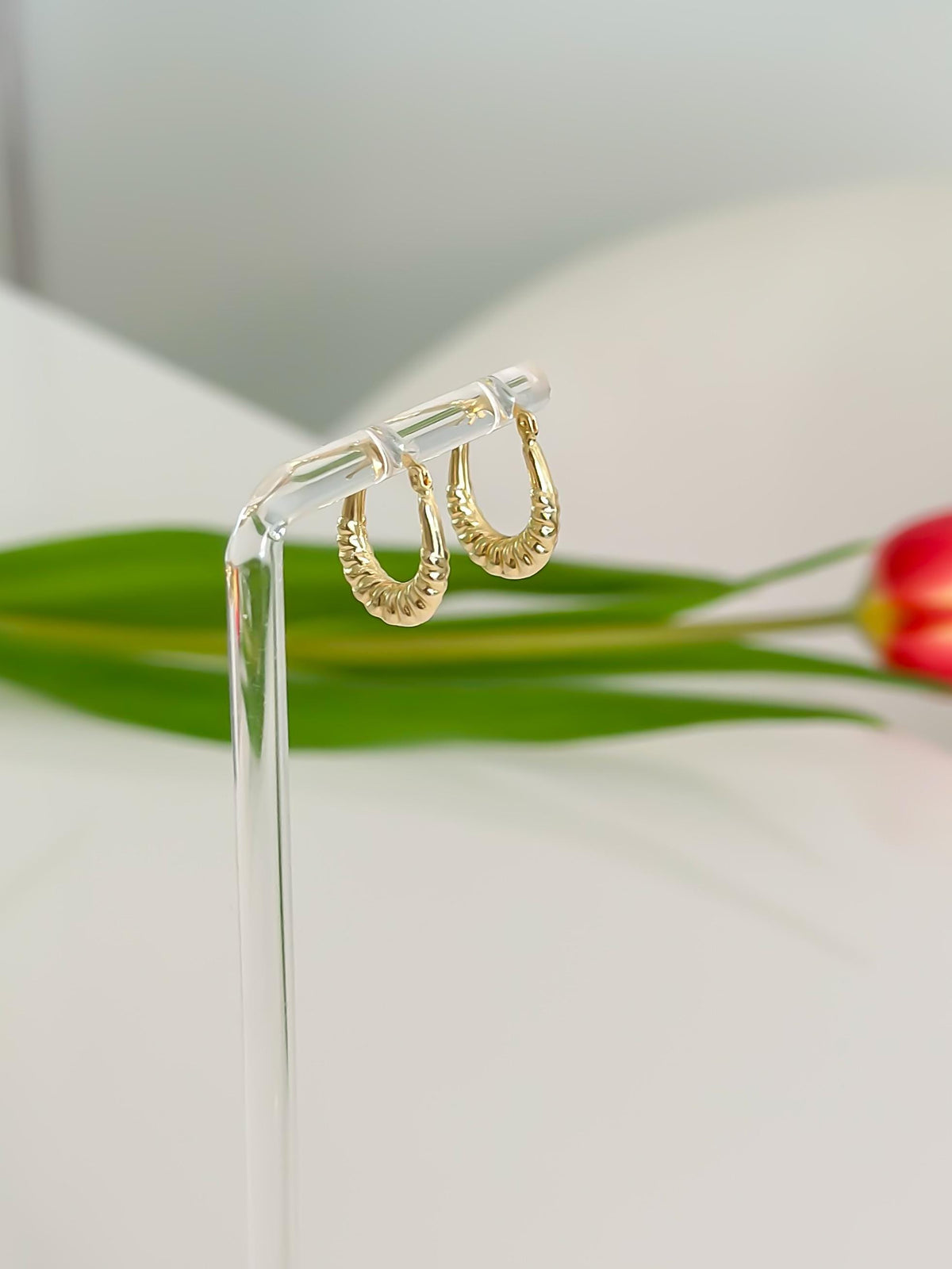 “Everyday Croissant Hoops” – 10k or 14k Solid Gold