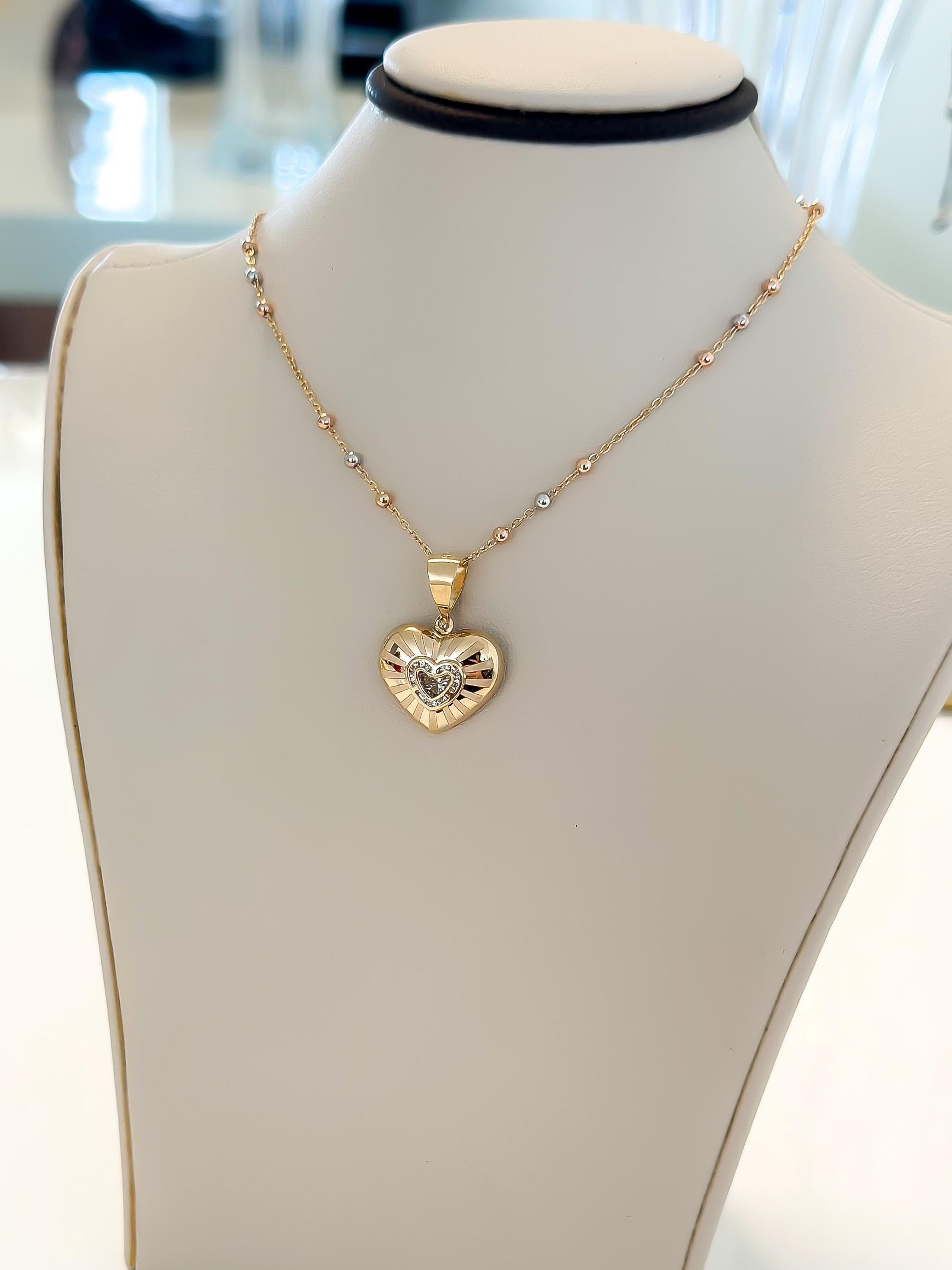 'Puffed Heart' Pendant - 14k Solid Gold