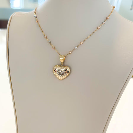 'Puffed Heart' Pendant - 14k Solid Gold