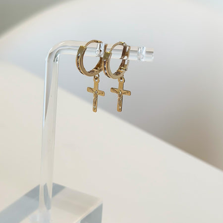 “Divine Cross” Earrings - 14k Gold