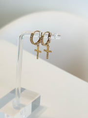 “Divine Cross” Earrings - 14k Gold