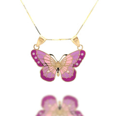 “Rosy Wings” Pendant - 14k Gold