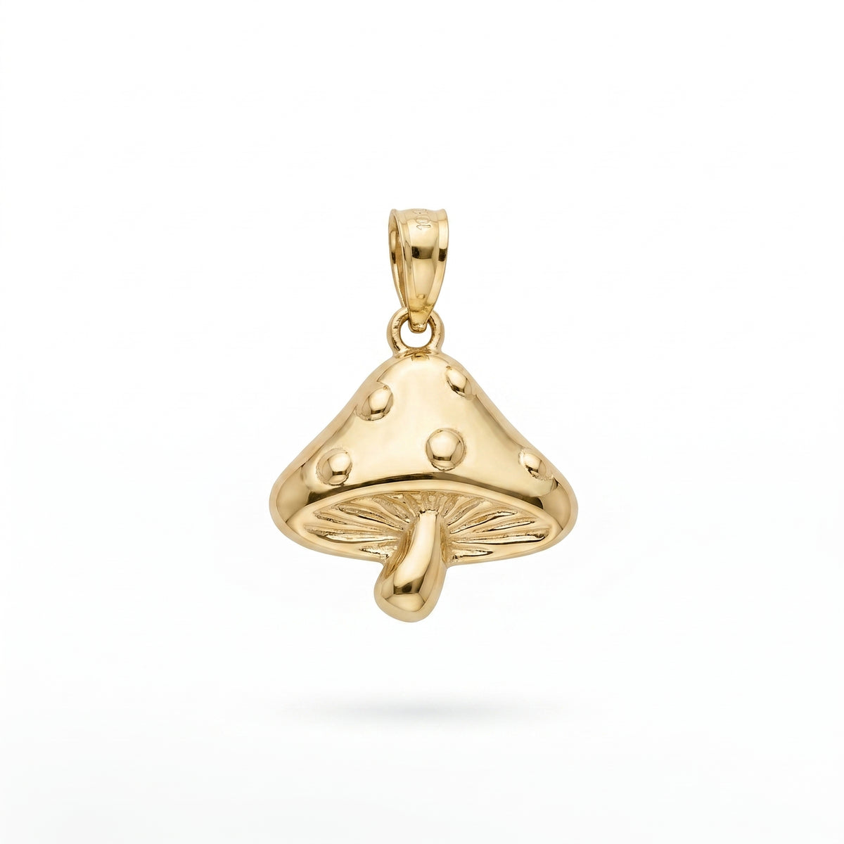 "Mushroom Charm" Pendant Necklace - 10K Gold