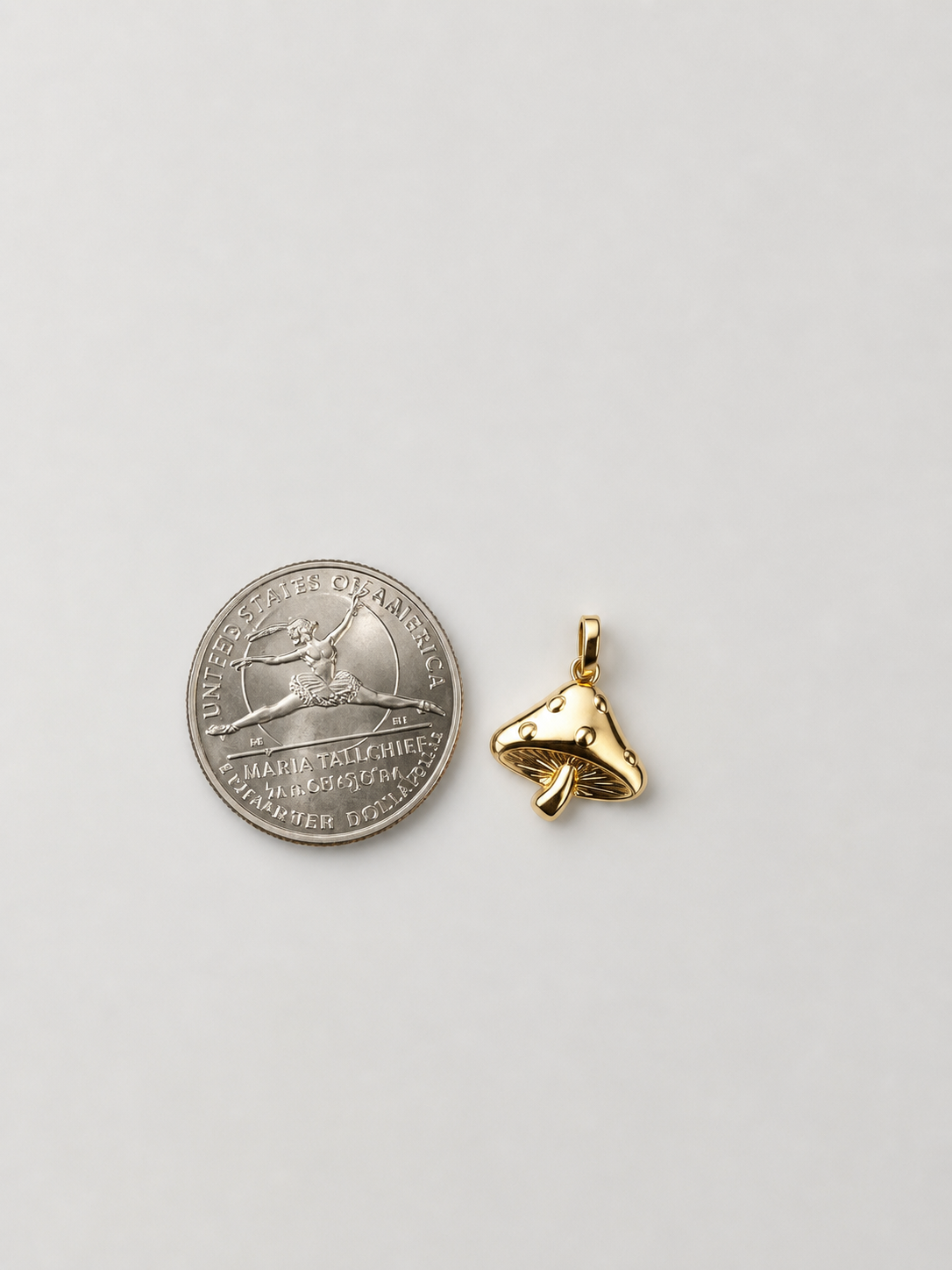 "Mushroom Charm" Pendant Necklace - 10K Gold