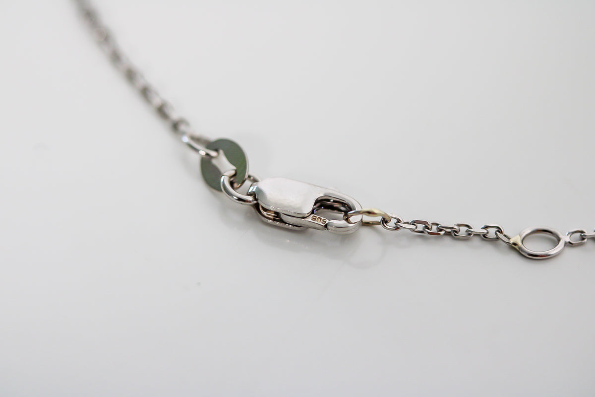 "Cable Link" Hand Chain - 14k White Gold with CZ