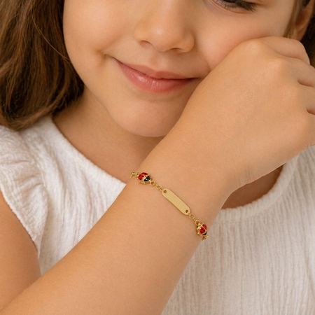 Ladybug Baby ID Bracelet - 14K Yellow Gold