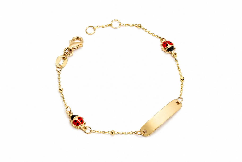 Ladybug Baby ID Bracelet - 14K Yellow Gold